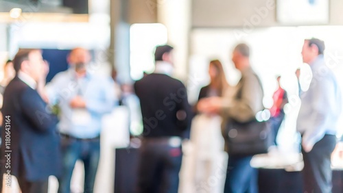 Annual Business Meetup Blur – A blurred scene of an annual business meetup with colleagues interacting.
