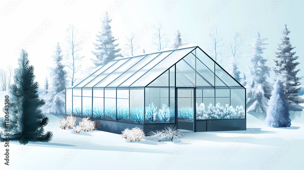 Winter shelter for spunbond plants on plot. Snowwoven. Illustration Winter shelter for spunbond plants on plot. Snowwoven. Illustration