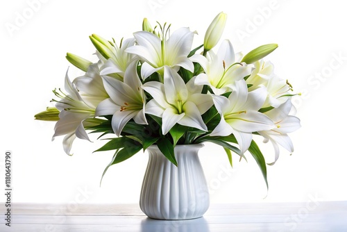 White Lilies in Modern Vase - Stunning Bouquet