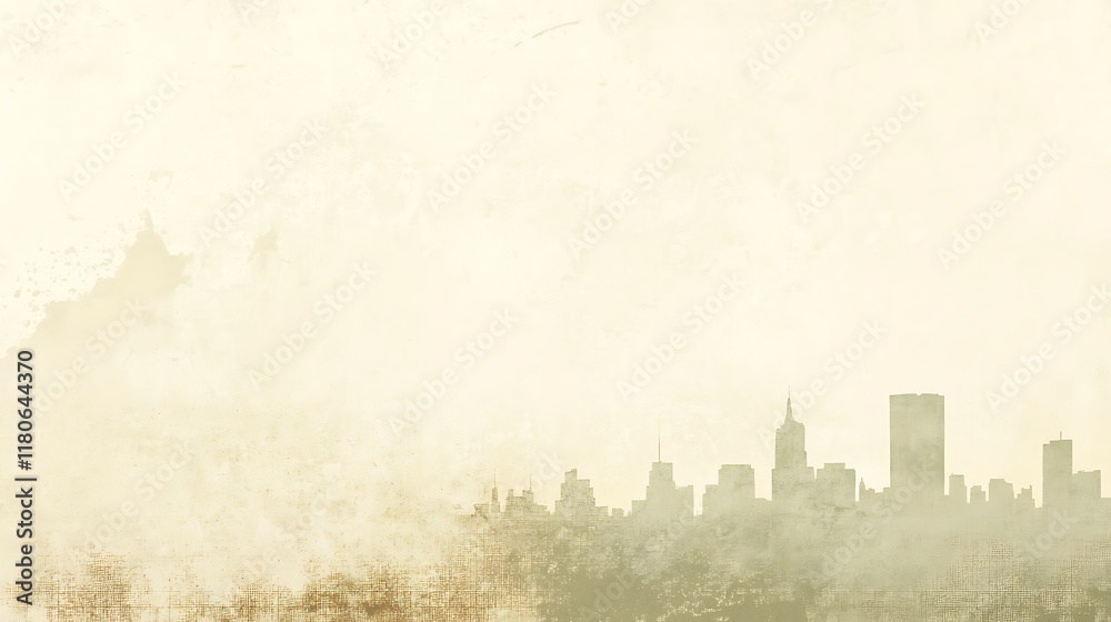 Obraz premium A city skyline is shown in a sepia tone