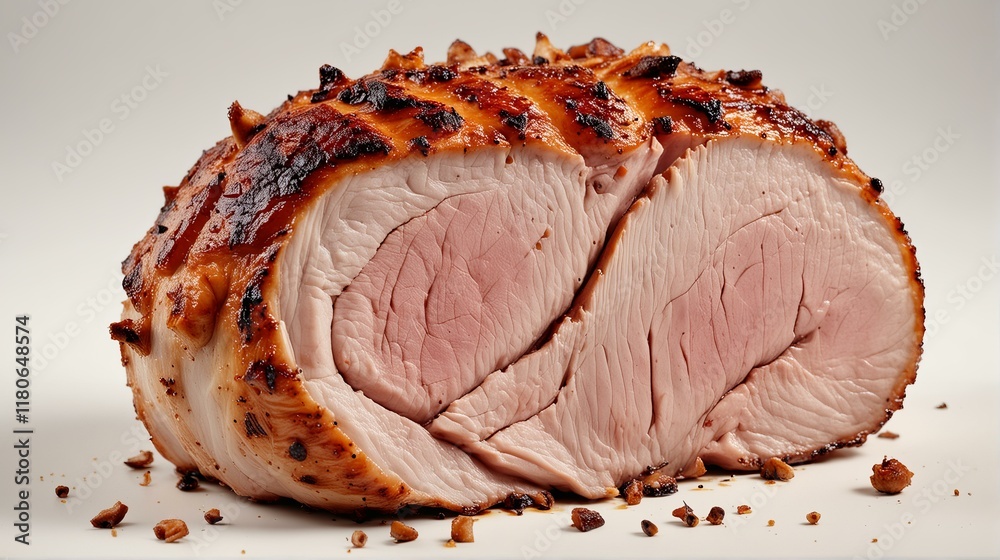 Fototapeta premium Slice of smoked meat. 