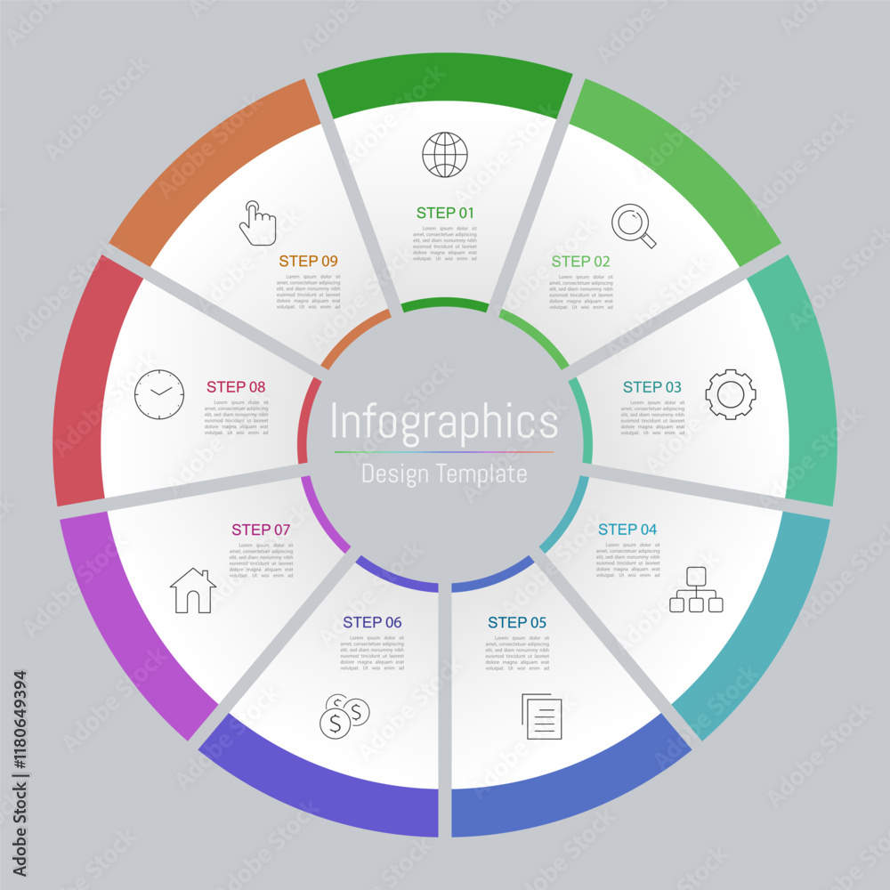 Infographic 9 options design elements for your business data. Vector Illustration. Infographic 9 options design elements for your business data. Vector Illustration.