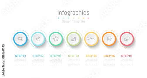 Infographic 7 options design elements for your business data. Vector Illustration.