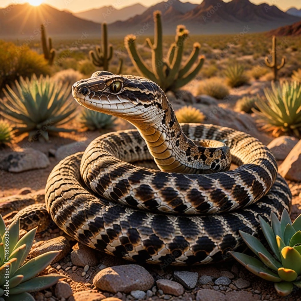 Fototapeta premium A rattlesnake in the desert