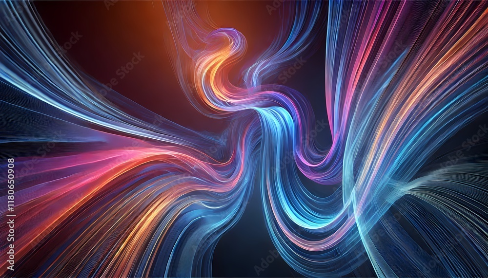 Obraz premium Flowing ribbons of light in gradient colors, creating an endless sense of motion