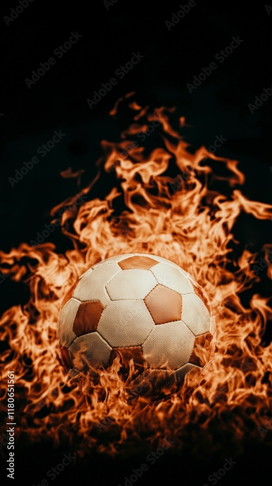 Fototapeta premium Fiery Soccer Ball Burning Football Intense Sports Image