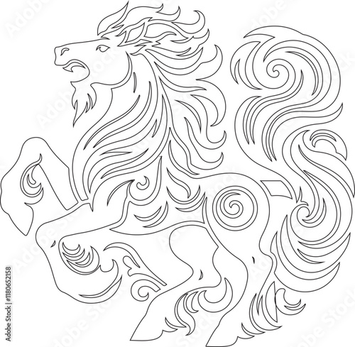 vintage classic mythological animal symbol logo icon silhouette sketch with traditional ethnic