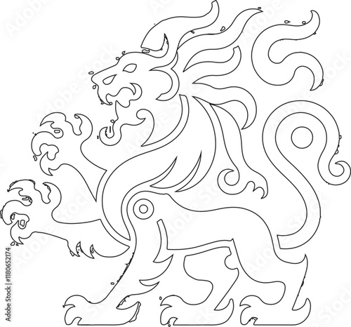 vintage classic mythological animal symbol logo icon silhouette sketch with traditional ethnic