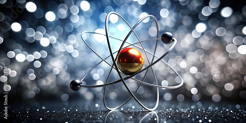 Minimalist Atom: Electrons Orbiting Nucleus - Stock Photo