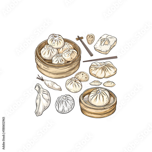pai bao bread design vector template