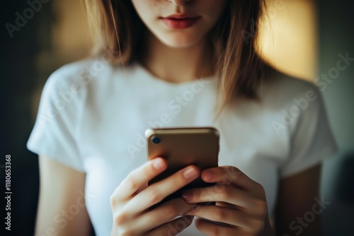 A smartphone in the hands of a young woman whose identity remains unknown.