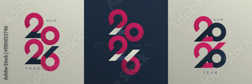 Minimalist design for the number 2026 with modern colors for the concept of the New Year 2026 symbol. A combination of minimalist logo style and typography. 2026 New Year