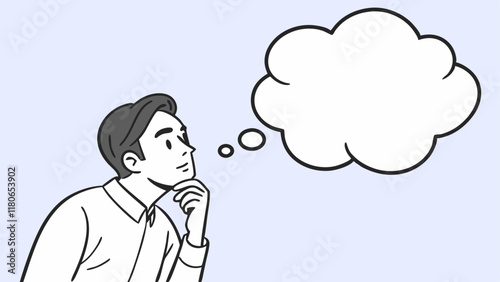 Man Thinking With Thought Bubble 