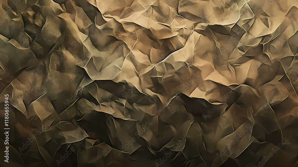 Fototapeta premium Crumpled brown paper texture ideal for creative designs and backgrounds. Snowwoven. Illustration