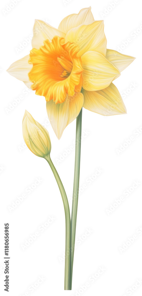 Fototapeta premium PNG Daffodil illustration botanical drawing.