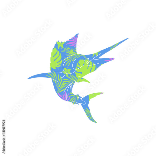 Flower Inside Marlin Fish Silhouette Vector Design