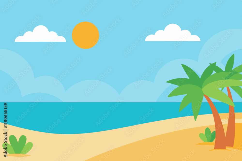 Minimalistic Tropical Beach with Clear Sky and Gentle Waves Minimalistic Tropical Beach with Clear Sky and Gentle Waves