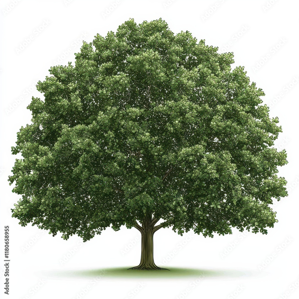 Fototapeta premium Lush Green Tree Illustration Captures the Beauty of Nature and Forest Ecosystems.