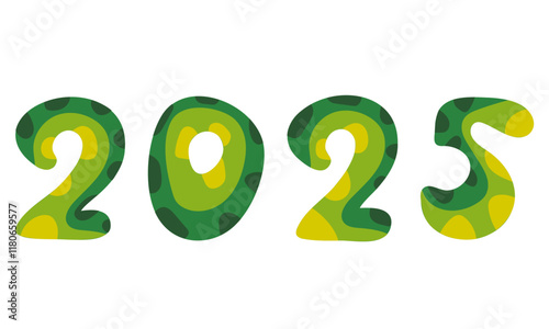 2025. The numbers of the year, colored like the skin of a snake. For banners, postcards, posters, websites