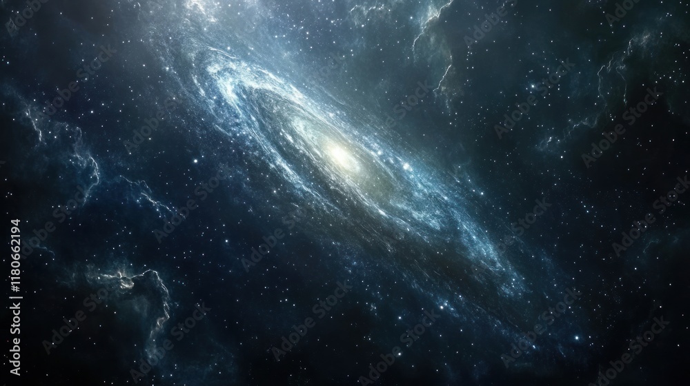 Fototapeta premium A stunning view of a spiral galaxy amidst a star-filled universe.