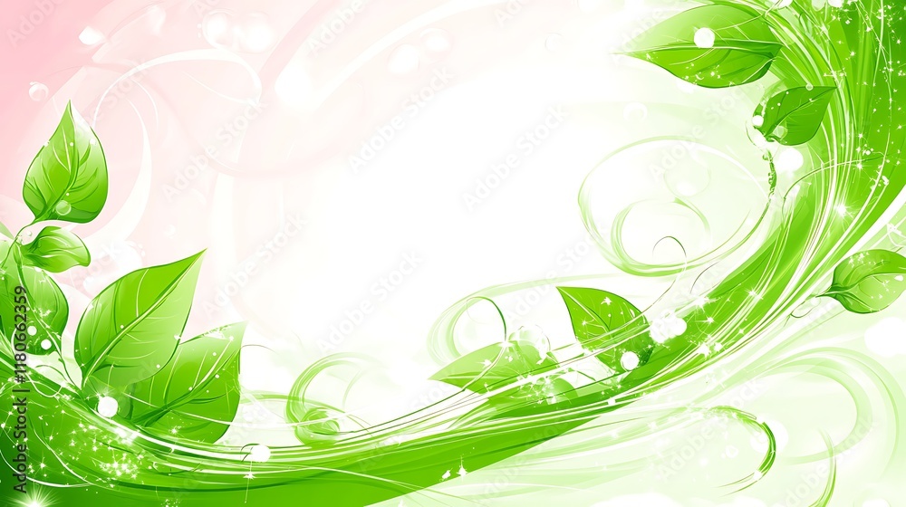 Green Leaves Swirling Abstract Nature Design Green Leaves Swirling Abstract Nature Design