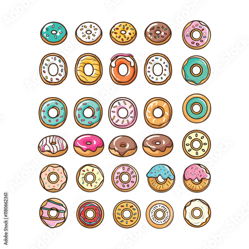 set of modern donuts design vector template