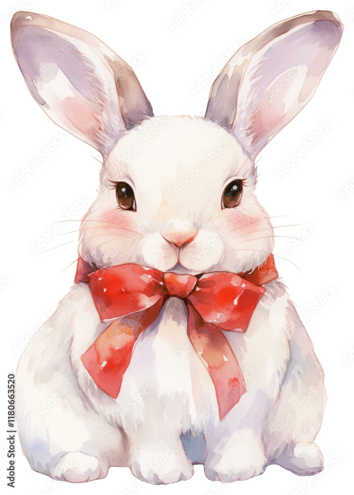 Fototapeta premium PNG Coquette rabbit illustration watercolor animal.