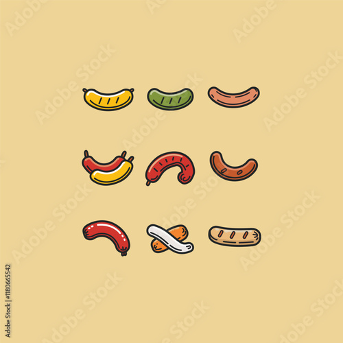 set of modern sausage design vector template photo