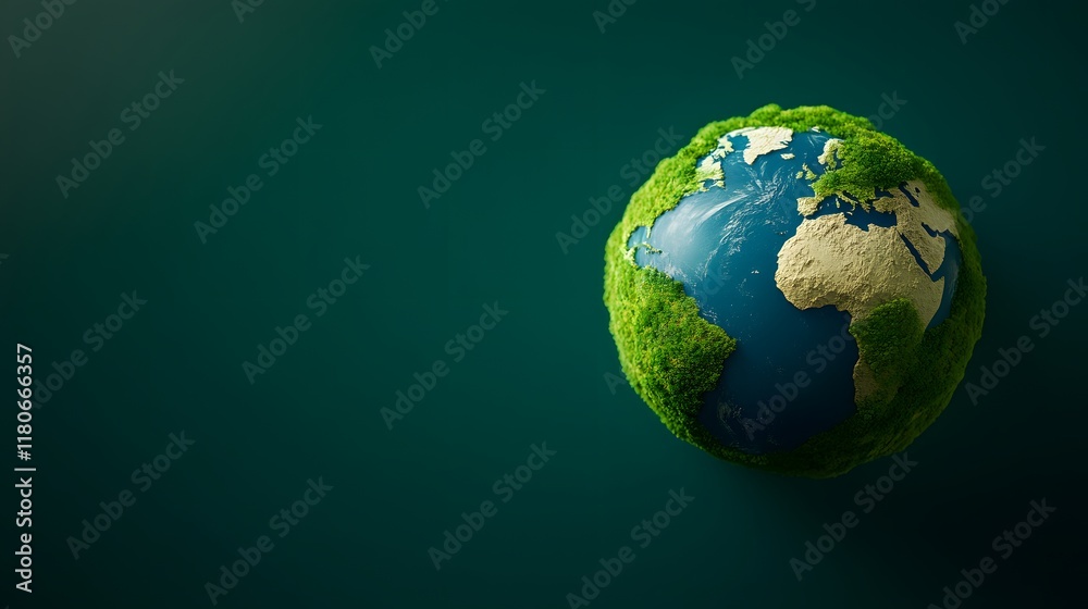Sustainable Earth Day Concept with Globe Covered in Lush Green Vegetation Representing Environmental Conservation Renewable Energy and Eco Friendly Future Sustainable Earth Day Concept with Globe Covered in Lush Green Vegetation Representing Environmental Conservation Renewable Energy and Eco Friendly Future