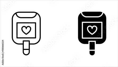 Glucometer icon set,  blood sugar monitoring system editable stroke, vector illustration on white background