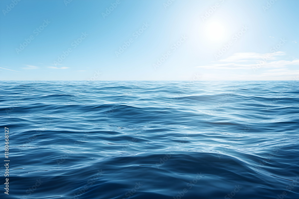 Fototapeta premium Serene ocean scene, clear blue water under bright sunlight. Perfect for travel, nature, or relaxation themed projects.