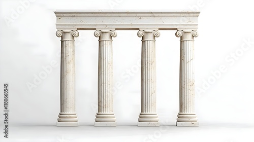 A studio shot of four elegant, fluted classical columns against a plain white background.