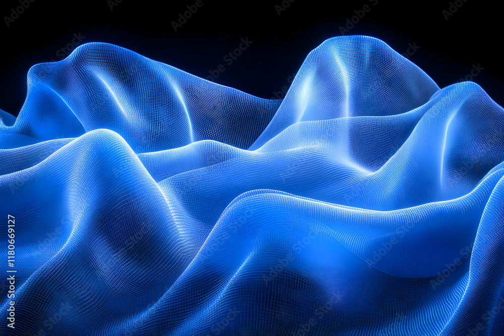 Obraz premium Abstract blue digital wave background. Perfect for tech, AI, or data visualization projects. High-resolution image.