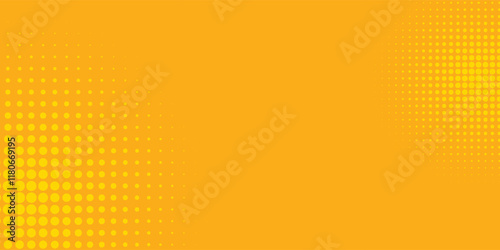 Yellow orange halftone pattern. Retro comic gradient background.