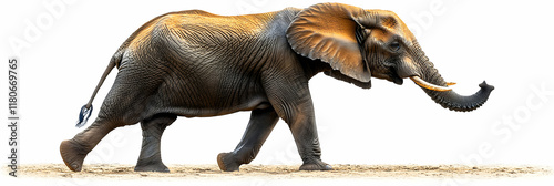 African Elephant Walking on Sand Realistic Wildlife Image photo