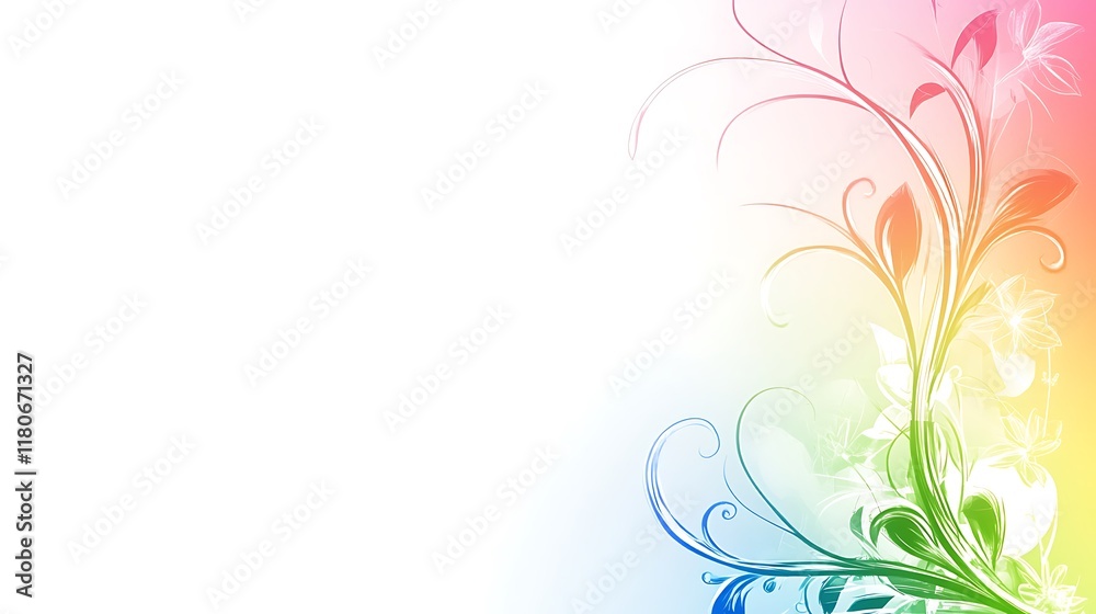 Rainbow Floral Design Artistic Abstract Background Rainbow Floral Design Artistic Abstract Background