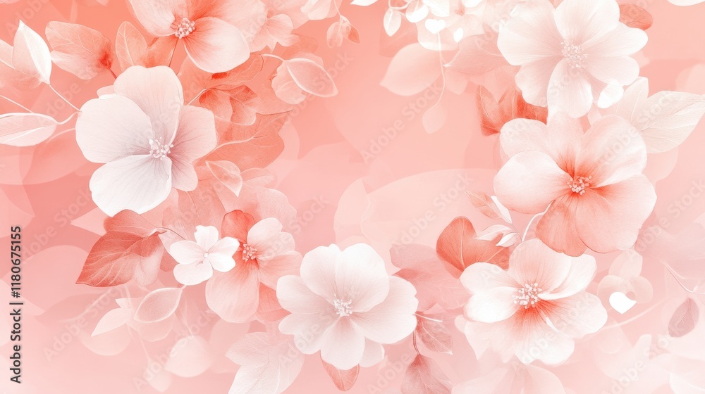 Soft Watercolor Wreath of Pastel Pink and White Floral Design Soft Watercolor Wreath of Pastel Pink and White Floral Design