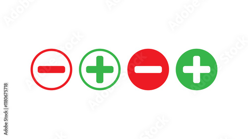 red and green plus and minus icon