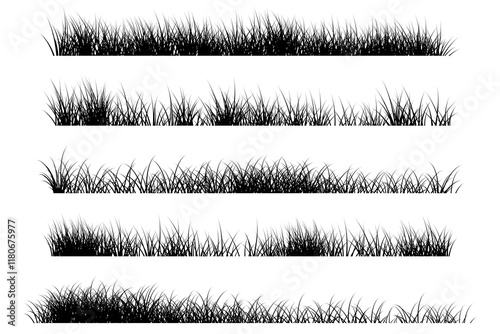 grass silhouette set, grass background