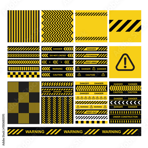 Danger-warning yeallow and black signs and patterens
