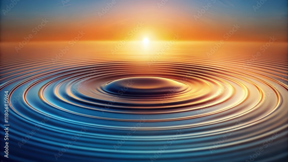 Serene Sunset Reflection A Drop Creates Concentric Circles on a Tranquil Water Surface Serene Sunset Reflection A Drop Creates Concentric Circles on a Tranquil Water Surface
