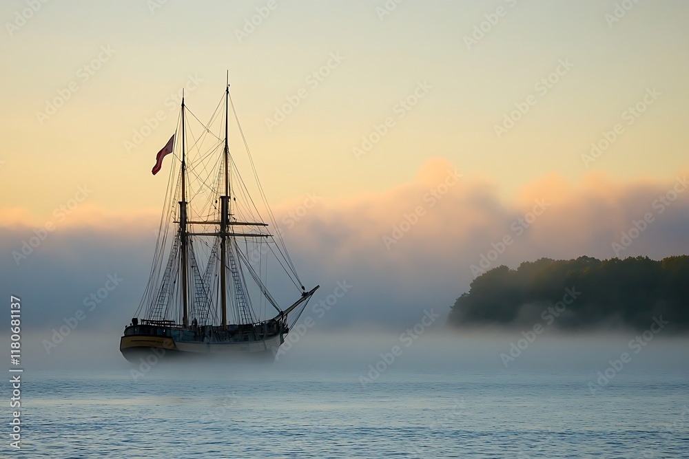 Fototapeta premium Sailboat in the sea against cloudy sky