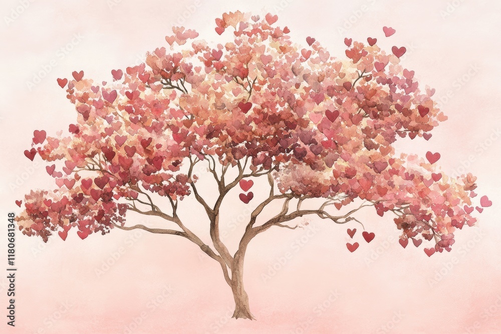 Soft Brown Tree with Heart-Shaped Leaves in Gentle Tone Soft Brown Tree with Heart-Shaped Leaves in Gentle Tone