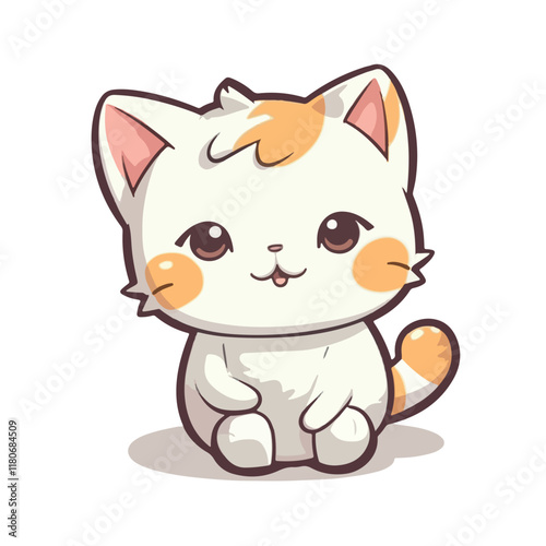 Cute Baby Cat Sticker vector illustration