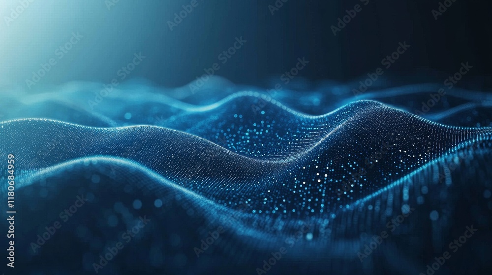 Fototapeta premium Abstract blue glowing connection lines and dots on a dark background