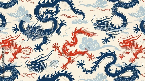 chinese dragon seamless pattern wallpaper