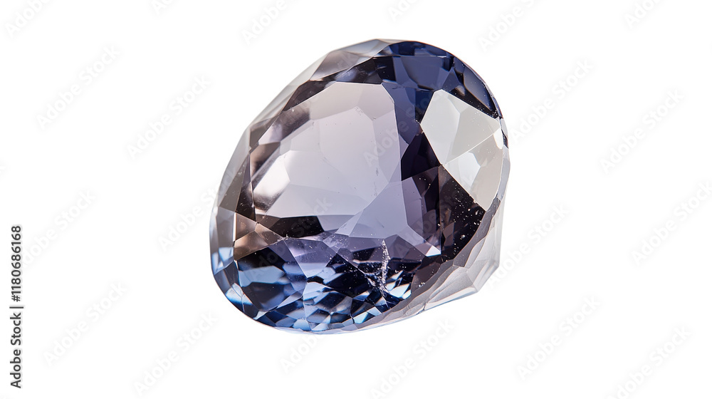 Fototapeta premium Brilliant Blue Sapphire Gemstone Sparkling Under Bright Light with Intricate Facets Showcasing Its Natural Beauty and Value isolated on a white background