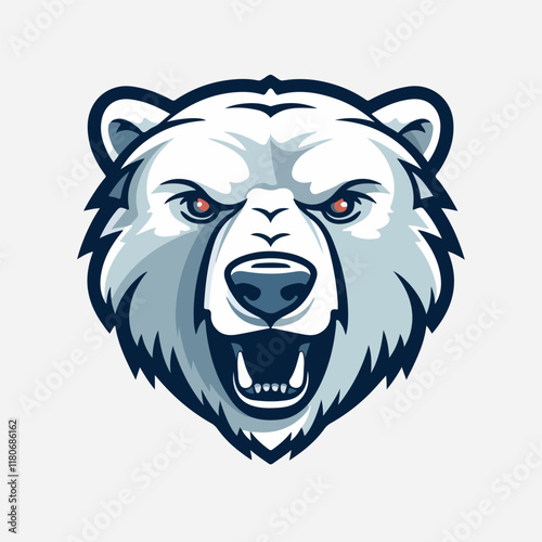 Polar Bear Head Sports Mascot Logo vector illustration
