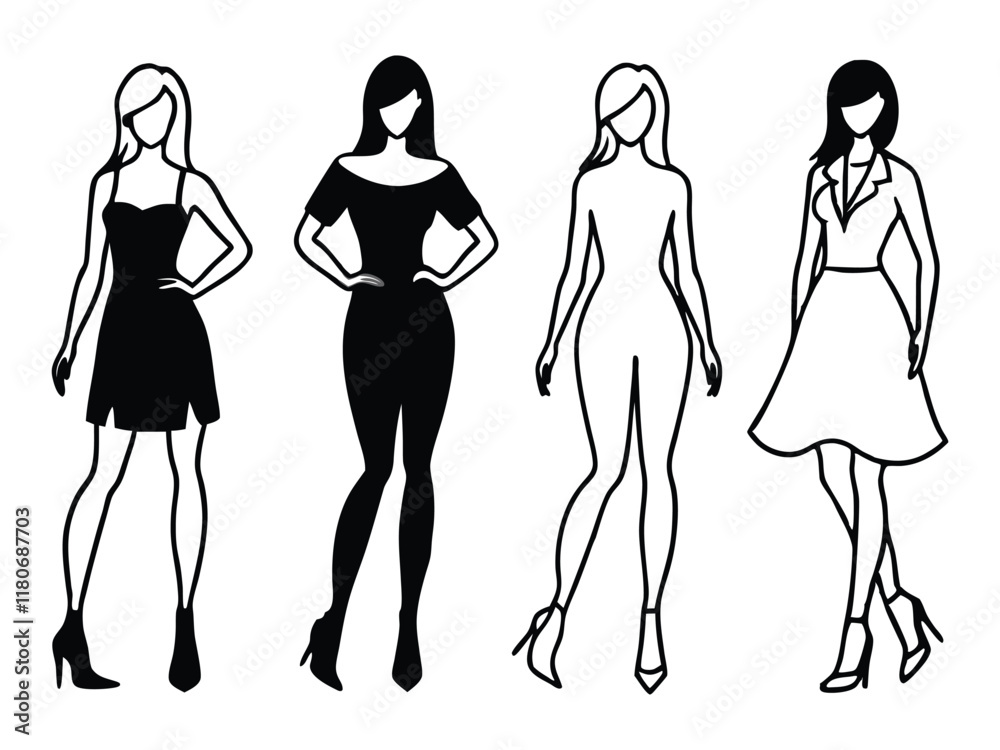beautiful fashion girl silhouette beautiful fashion girl silhouette