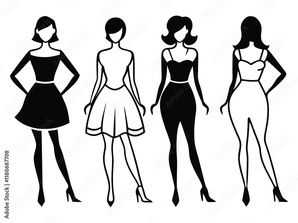 beautiful fashion girl silhouette beautiful fashion girl silhouette